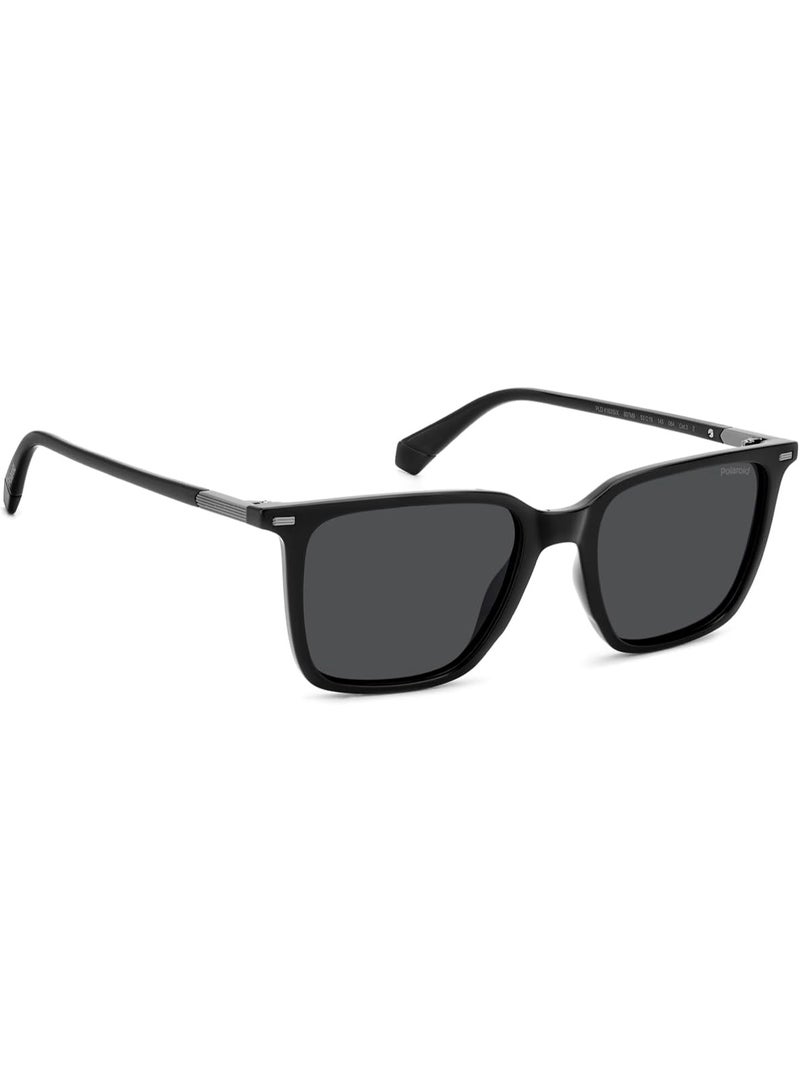 Polaroid PLD 4183/S/X 807 53 Square Polarized Sunglasses for Men & Women - Black Frame / Grey Lens - Image 3